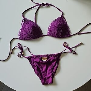 NWOT Philippe Matignon Purple Lace Bikini Set